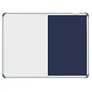 fabula Combination White and Notice Board, Pin-up Display Board for Home, Kids, Office and School, Lightweight Aluminium Frame (Blue, 2x2 Feet)