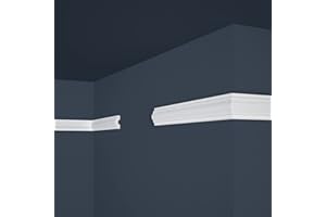 PROVISTON | Baguette décorative | Polystyrène | 18 x 38 x 2000 mm | Blanc | Baguette murale | Recouvrable | Montage facile | Qualité supérieure | Stable et léger | 10 m