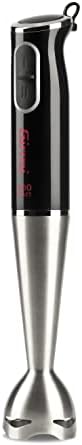 Girmi MX03 Frullatore a Immersione, 400 W, Motore DC, Fusto lungo 19 cm e lame INOX, 2 Velocità, Impugnatura ergonomica, Nero/Acciaio