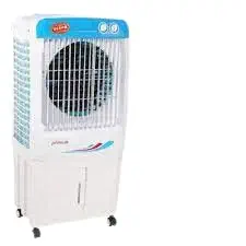 SHRIM TECH TRADING COMPANY. -Metal Air Cooler 25 Ltr WaterLWL LSL Tank with Exhaust Fan, 4-Way Air Deflection and High Density Wood Wool pads; Blue & White