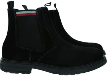 Tommy Hilfiger Uomo Stivaletti Chelsea in Pelle Scamosciata, Nero (Black), 44
