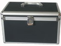 Preisvergleich Produktbild MediaRange Archivierungskoffer für 200 Discs, Aluminium-Optik, mit Einhängetaschen, schwarz