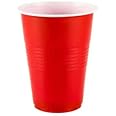 Selibration Plastic Reusable Red Colour Cup Set for Occasional Party, Strong Reusable Glass, Leakproof Recylable, Great for Water Juices Milk & More Party & Event Supplies (Set of 50pcs) 500 ml