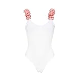 Dorical 2019 Die Späteste Damen Bikini, Blütenblatt Einfarbiger Badeanzug mit Offenem,Monokini Verstellbarer Oder Nicht Verstellbarer Schultergurt Badeanzüge Bademode Schwimmanzug(D,Small)