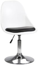 Bar Chair White ABS Black Leather Effect Chrome Finish Base