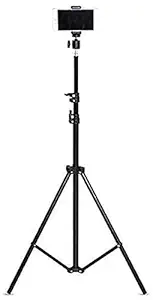 EMORE Professional 7 Feet Tripod Stand for Selfie | Light,Ring Lights | Saloon | Studio | Adjustable Legs Compatible with All Devices with Adjustable Mobile Clip (Pack of 1)
