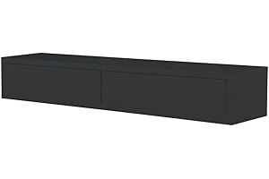 MODULARREDO | DOMINO Mensola da Muro con Cassetto, Comodino Sospeso, Mensola da Parete, 88.2x13.4 p20 cm, Nero, Kit Tasselli Incluso - Made in Italy