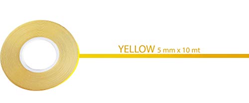 quattroerre 10130 Tiras Adhesivas Rollo, Amarillo, 10 m x 5 mm