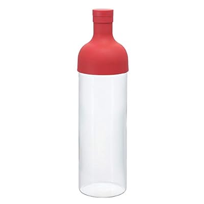 Hario Bouteille en Verre avec Filtre à Thé Amovible FIB-75R - 750 ML - Spécial Thé Glacé - Rouge