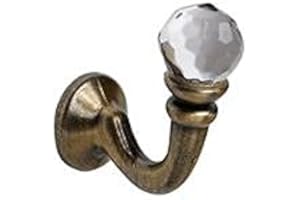 NEW EDGE BLINDS Pair Of Metal Tieback Hooks For Curtains (Antique Brass (Crystal))
