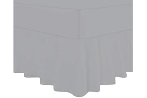 NOOR'S COLLECTIONS Fitted Valance Sheets Double Bed – Noor’s Collections Silver Valance Sheet Double | Double Bed Sheet Plain Dyed Poly Cotton Extra Deep Frilled Valance Bedsheets for Double Bed