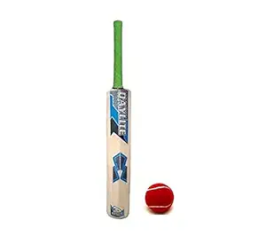 HHT Junior Boys Wood Cricket Bat with Ball (Kids Size 3) (Sticker multibrands) 6-8yr Boys Multicolour