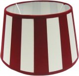 Chintz-Lampenschirm *rund* , Chintz creme mit rotem Balkenstreifen Du=20 /Do=15 / schräge H=12cm , Befestigung unten E27 & E14 mit Reduzierring, inklusive)