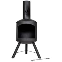 Log-Barn Chiminea Black Steel Firepit - Garden Outdoor Wood Burner  Contemporary Design Tall Patio Heater - Easy To Assemble Chimnea Log Burner  For a Perfect Fire Outside. : Amazon.co.uk: Garden