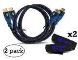 MutecPower Premium – High Speed HDMI Kabel mit Ethernet „2 Stück“ (2m)- 1.4a / 2.0 kompatibel – Mit Zwei Klett-Kabelbinder (unterstützt Full HD 3D & Audio Return Channel)-2 meter -2 Stück - 3