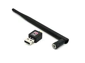 INTEHA 1000 Mbps Mini Wireless WiFi Receiver Adapter Dongle for PC, Desktop and Laptops External Antenna (Black)