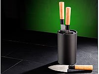 TokioKitchenWare Universeller Messerblock mit Borsten-Einsatz, schwarz - 6