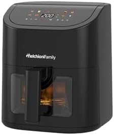 Melchioni Family | Friggitrice ad Aria Emma 5L, 8 Programmi, Display Touch, 1600W, Temperatura 50-200°C, Antiaderente, Compatta e Controllo Visivo