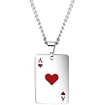 Asma Jewel House Unisex Stainless Steel Ace of Spades Heart Lucky Poker Card A Red and Black Pendant Necklace for Men and Women