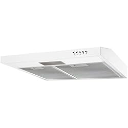 DOMAIR 903600 - Hotte casquette 60 cm - Débit d'air : 220 m3/h - Puissance moteur : 100 W - 3 vitesses - boutons poussoirs - Avec éclairage - 64 dBa - Blanc