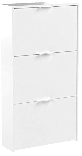 Habitdesign Zapatero con 3 Puertas Capacidad 18 Pares, Blanco Brillo, 113 x 60 x 22 cm