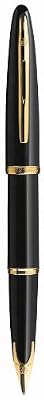 Waterman Carène Laque Noire Attributs Dorés Stylo Plume Pointe Fine - dans son Écrin