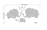 Wandaufkleber 3 süße Elefanten, Eltern und Kind/Familie, mit Herzen, Wandsticker, für Baby, Kinderzimmer, grau, grau, S - 8