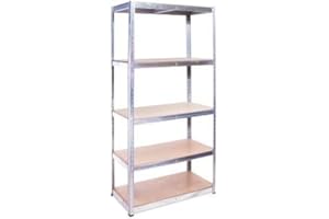 MEGASHOPITALIA Scaffale Mensola Scaffali Magazzino Scaffalatura Metallo Zincato 5 Ripiani L90xP40xH180 cm Legno MAX 875KG