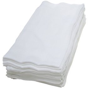 (12 X WHITE) Premium Quality Baby Muslin Squares 100% Cotton, 72cm X 72cm, Supersoft , Made In EU
