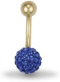 9ct Yellow Gold Sapphire Blue Stone Belly Bar