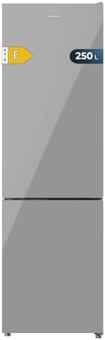 Cecotec Frigorifero Combinato Bolero CoolMarket Combinato 250 Grey Glass E. 180cmx55cm, 250L, Total No Frost, Classe E, Multi Air Flow, Fast Cooling, Humidity Box, allarmi porta aperta
