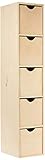 Mueble tipo: cajonera Zeller 13195 - Cajonera de Abedul con 5 cajones, 21 x 16 x 86 cm, Color Natural