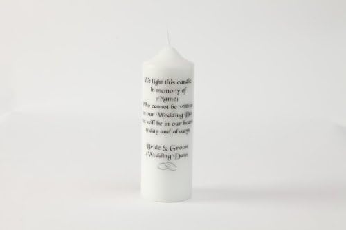 Personalised Memorial Absence Remembrance Candles Medium For Wedding We Light (White/Silver Rings)