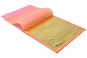 SIM GOLD LEAF 100 Feuilles d'or 24 carats sur base, taille 70 mm X 70 mm