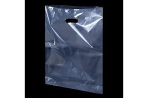SPARK TRADE 100 X Premium Quality Strong Reusable Clear Plastic Carrier Bags 15"x18" - Large Heavy Duty Clear Patch Handle Bags/A Practical and Elegant Solution for Your Needs! - SPARK Patch Clear Handle Bag