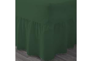 Musbury Polycotton Double Frilled Valance Sheet with 40cm skirt Forest Green