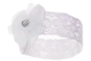 MINI MART ONLINE LIMITED Infant Baby Elasticated 'Ribbon Bow' White Ivory Pink Headband 0-12 Months