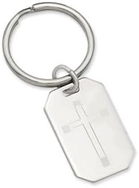 Rhodium-plated Cross Engravable Key Ring