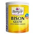 Berger Bison Glow Easy Clean Acrylic Interior Emulsion, high sheen Paint for Walls, 1 Litre, White