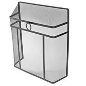 Traditional Box Shaped Fire Place Surround Screen - Black Finish with Mesh and Carry Handle - Height 71cm x Width 64cm