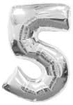 Silver 40inch Number 5 'five' foil balloon