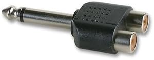 6.35mm Mono Jack Male to 2 x RCA Phono Female