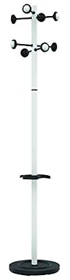Unilux 100340696 Accueil Portemanteau sur pied à Tête Tournante avec 8 Patères Porte-Parapluies et Egouttoir 175 x 34 cm Blanc