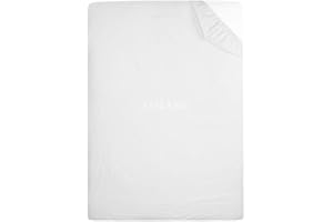 AIMANE® Non Iron Percale 4FT Small Double Fitted Sheet Poly Cotton Easy Care Non Iron Percale 4FT Fitted Bed Sheets Small Double (White)