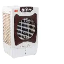 SHRIM TECH TRADING COMPANY. -Metal Air Cooler 25 Ltr WaterSXLL Tank with Exhaust Fan, 4-Way Air Deflection and High Density Wood Wool pads; Blue & White