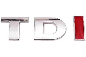 AUTOZOCO TDI Emblem Metall Aufkleber passend für VW Silber Rot