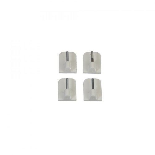 Klebehaken mit Metallstift für Vitragestangen Weiss 6 Stück extra Stark