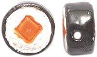Shipwreck Peruvian Hand Crafted Ceramic Sushi Salmon Maki Beads, 10mm, 4 Per Pack
