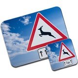 Preisvergleich Produktbild Warnschild Wildwechsel &Premium Mauspad Und Untersetzer