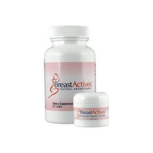 Breast Actives 1 KIT Breast Enhancement Kit by Breast Gain Plus 1 - 60 Tablet Bottle and 1 - 2 fl Oz Jar of Cream